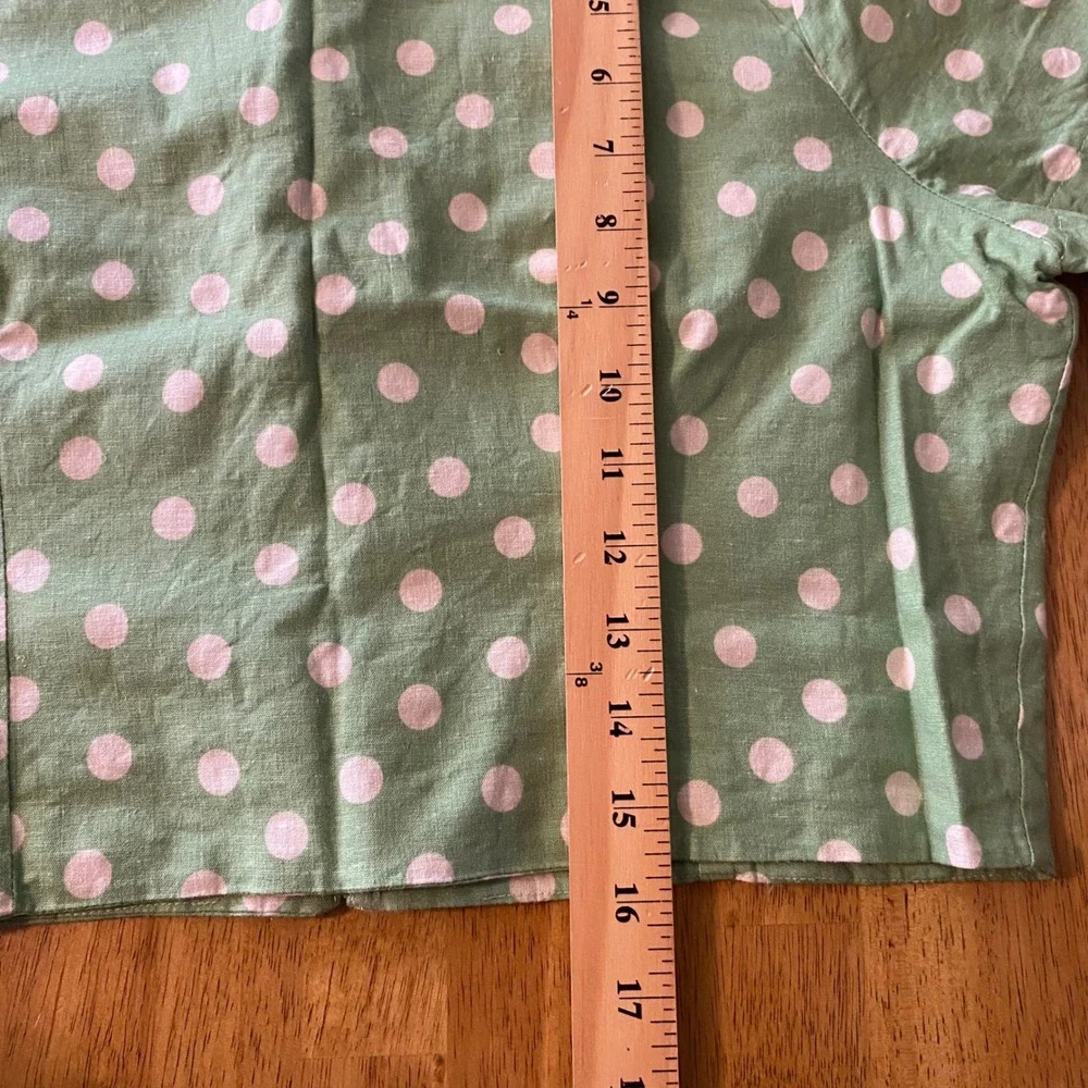 Fashion & Best Crop Top Women XL Green White‎ Polka Dot Rockabilly Pinup Picnic